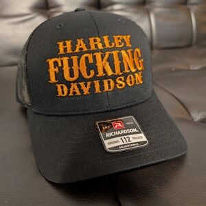 Harley Fuc@ng Davidson Biker Retro Vintage Style HD Richardson 112 Trucker Hat
